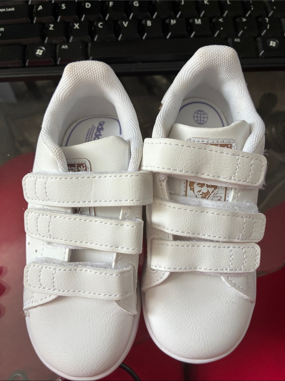 adidas Kids White Velcro Triple-Strap Sneakers
